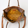 ADBG235 American Darling Western Leather Tote Bag - Hand Tooled Floral Carved Braided Purse