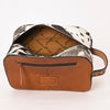 ADBG1255 American Darling Hand-Tooled Leather & Hair-On Cowhide Western Jewelry Bag - Genuine Leather Travel Case