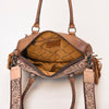 ADBG1258 American Darling Hand-Tooled Leather & Hair-On Cowhide Western Tote Bag with Fringe - Genuine Leather