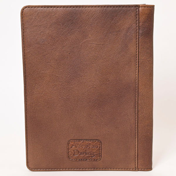 ADBG1266 American Darling Hand-Tooled Genuine Leather Western Portfolio Bag - Floral Carved Document Case