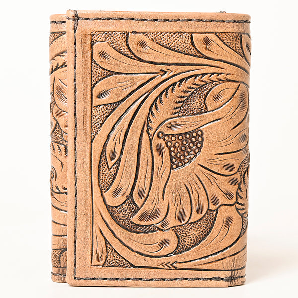 ADBG1268 American Darling Hand-Tooled Genuine Leather Western Trifold Wallet - Floral Carved Artisan Wallet