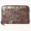 ADBGZ775 Distressed Metallic Leather Zip-Around Wallet - Western Cowhide Look