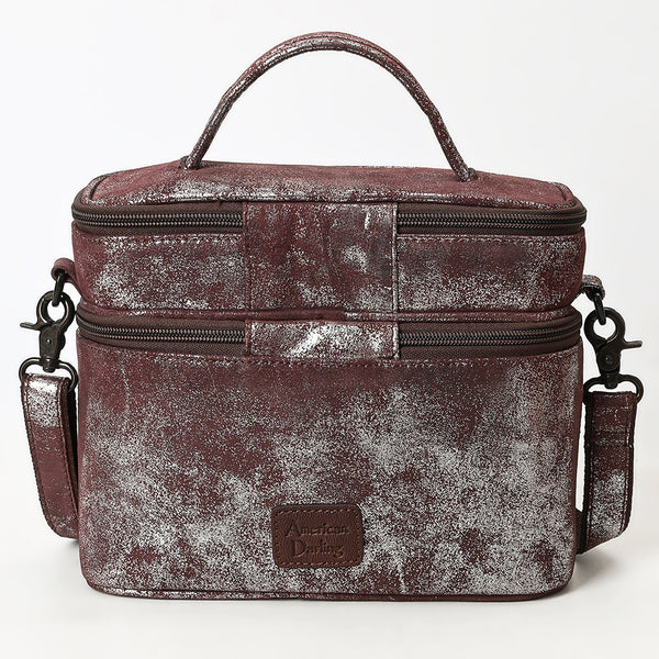 ADBGZ779 Distressed Silver Metallic Leather Jewelry Case - Convertible Crossbody & Top-Handle