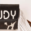 ADBG1282 American Darling Western Leather Crossbody Bag with Hair-On Cowhide & Fringe