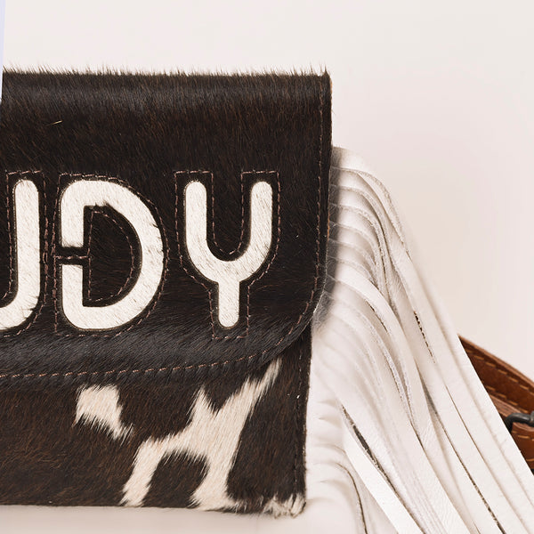 ADBG1282 American Darling Western Leather Crossbody Bag with Hair-On Cowhide & Fringe