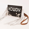 ADBG1282 American Darling Western Leather Crossbody Bag with Hair-On Cowhide & Fringe