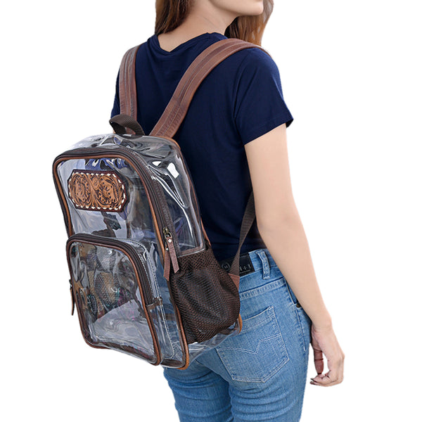 ADBG1285 American Darling Tooled Leather Clear Backpack -Western Stadium Bag
