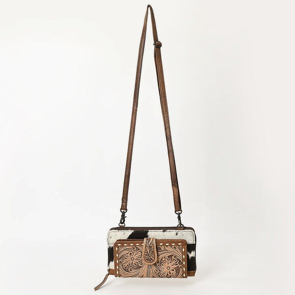 ADBG1288 American Darling Hair-On Cowhide & Hand-Tooled Organizer Crossbody Bag| Western Crossbody Clutch