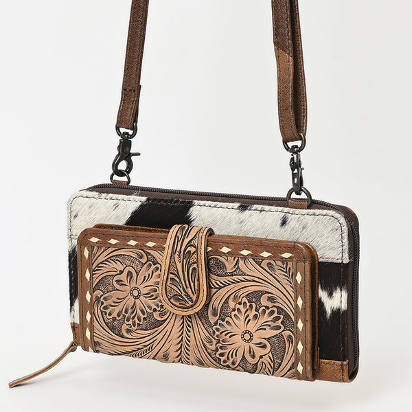 ADBG1288 American Darling Hair-On Cowhide & Hand-Tooled Organizer Crossbody Bag| Western Crossbody Clutch