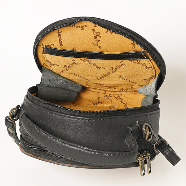 ADBG1188 American Darling Western Tooled Leather Canteen Bag Floral Carved Inlay