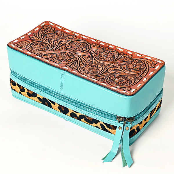 ADBGA453A American Darling Tooled Leather Cowhide Jewelry Accessory Case Western Organizer Box