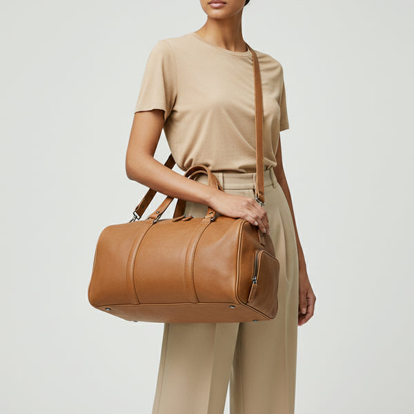 LC-ADBGM390 Leather Duffel Bag - Handmade Full-Grain Western Travel Weekender with Shoulder Strap