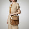 ADBG1297 American Darling Western Leather Fanny Pack with Hair-On Cowhide and Fringe -Hand-Tooled Waist Bag