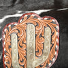 ADBG1299 American Darling Western Leather Hair-On Cowhide Large Crossbody Bag with Hand-Tooled Fringe Detail