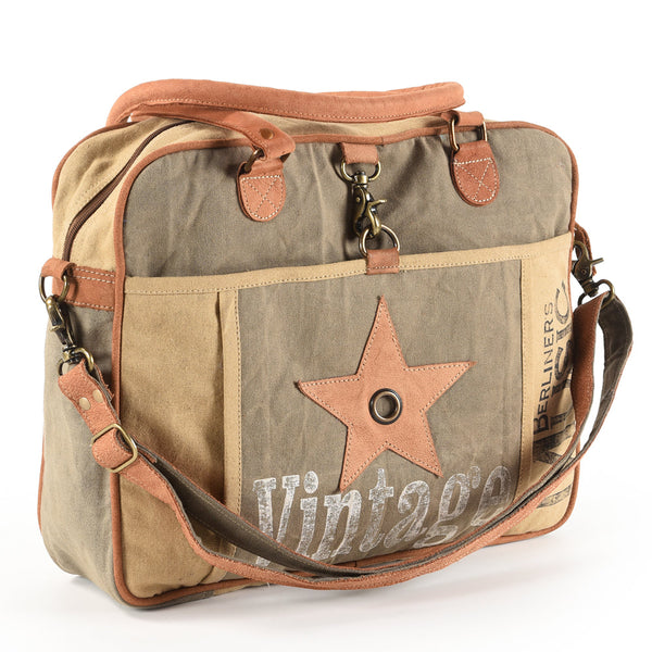 LC-OHV157Briefcase Upcycled Canvas Ladies Bag