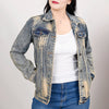 LC-ADJKT021 Cactus Tooled Leather Denim Jacket - Western Vintage Style