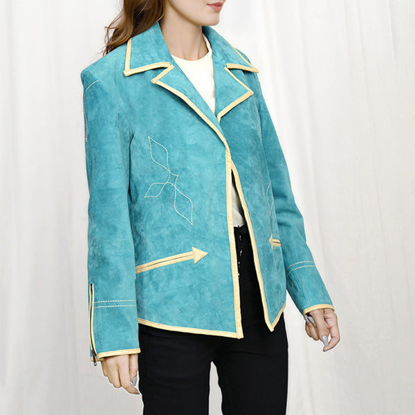 ADBZ054 American Darling Premium Leather Western Blazer Tailored Cowgirl Jacket