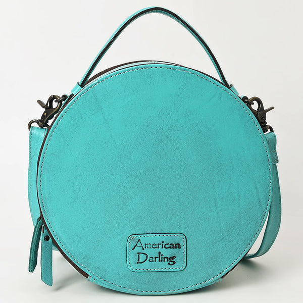 ADBG1300 American Darling Western Leather Canteen Bag with Hand-Tooled Floral Detailing