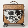 ADBG1296 American Darling Hair-On Cowhide Western Trolley Bag - Genuine Leather Hand-Tooled Luggage