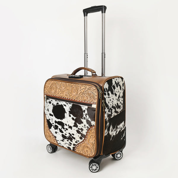 ADBG1296 American Darling Hair-On Cowhide Western Trolley Bag - Genuine Leather Hand-Tooled Luggage