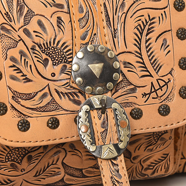 ADBG1305 American Darling Hand Tooled Leather Duffel Bag -Floral Travel Carryall
