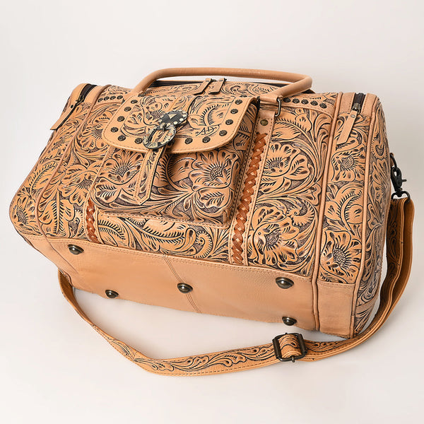 ADBG1305 American Darling Hand Tooled Leather Duffel Bag -Floral Travel Carryall