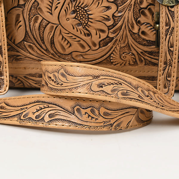 ADBG1307 American Darling Tooled Leather Briefcase -Floral Carved Messenger Bag