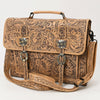 ADBG1307 American Darling Tooled Leather Briefcase -Floral Carved Messenger Bag