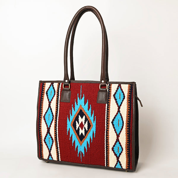 ADBGA464 American Darling Hand Woven Saddle Blanket & Leather Western Tote Bag