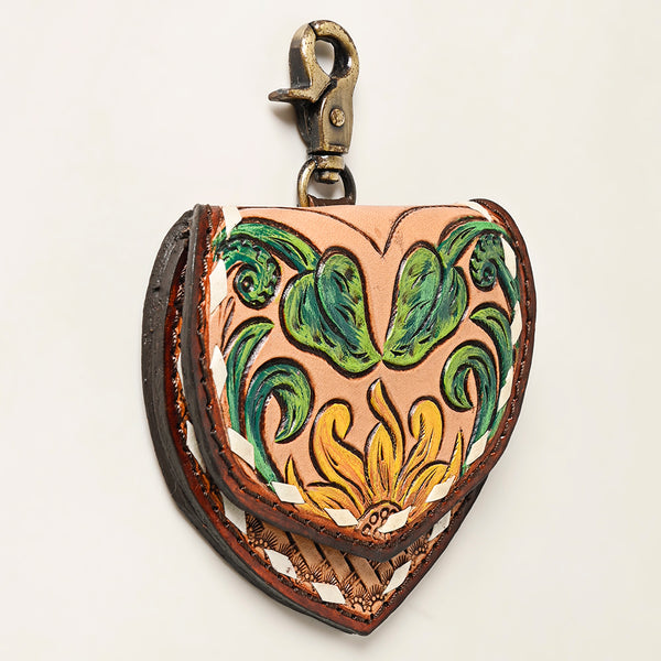 ADBGA473 American Darling Hand Tooled Floral Carved Leather Key Ring Western Accessory