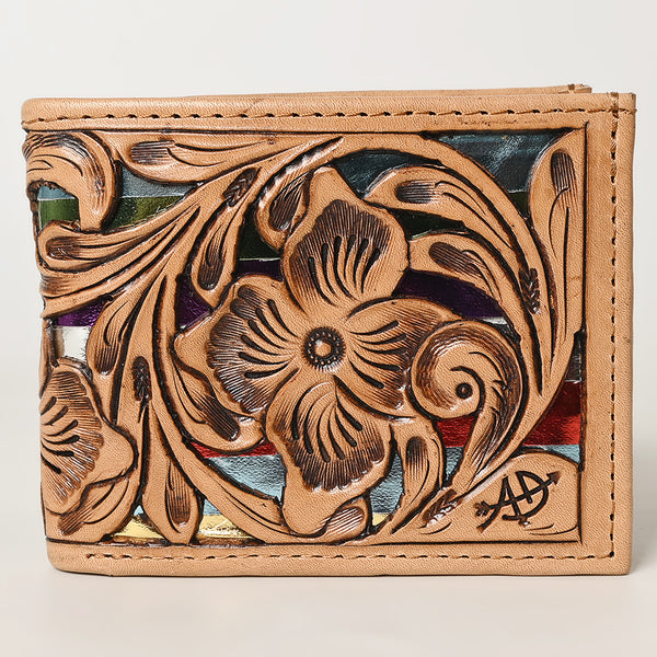 ADBG1236 American Darling Hand Tooled Leather Bifold Wallet -Floral Carved Purse