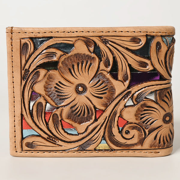 ADBG1236 American Darling Hand Tooled Leather Bifold Wallet -Floral Carved Purse