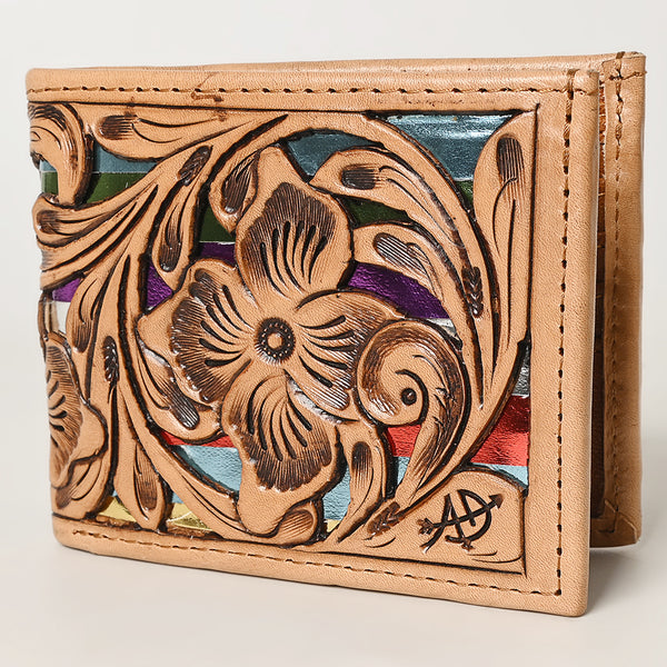 ADBG1236 American Darling Hand Tooled Leather Bifold Wallet -Floral Carved Purse