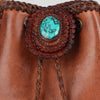 ADBGM273 Western Leather Bucket Bag - Fringe Sides, Braided Strap & Turquoise Concho