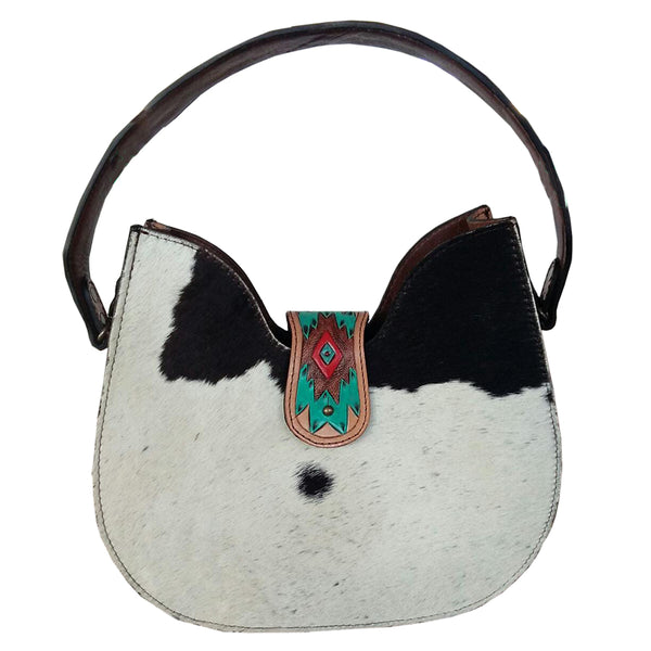 GIBGX1326-Hobo Hand Tooled Hair-On Genuine Leather women bag western handbag purse