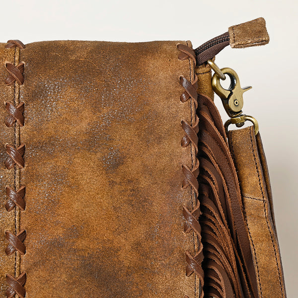 ADBGA495 American Darling Western Leather Messenger Bag with Fringes Full Grain