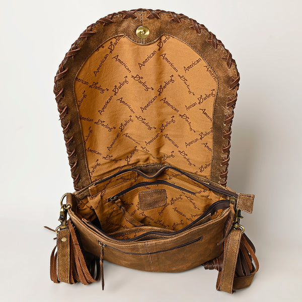 ADBGA495 American Darling Western Leather Messenger Bag with Fringes Full Grain
