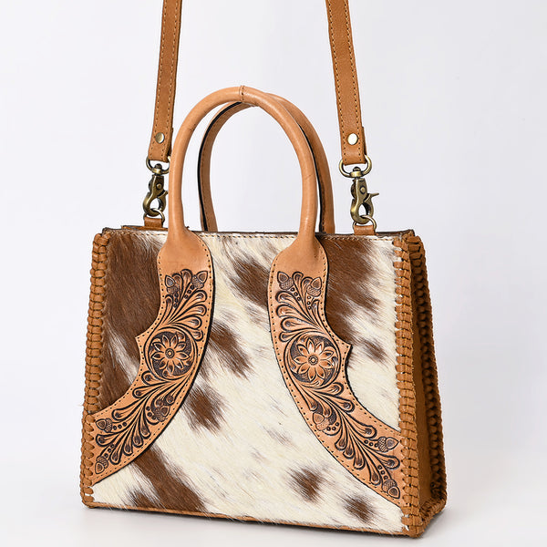 ADBGA488 American Darling Hair-On Cowhide Leather Tote Bag Floral Carved
