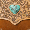 ADBG1389 American Darling Western Leather Crossbody with Hair-On Cowhide & Hand-Tooled Floral Detail