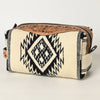 ADBG995 American Darling Hand Tooled Floral Leather Toiletry Bag with Hand-Woven Saddle Blanket