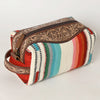 ADBG995 American Darling Hand Tooled Floral Leather Toiletry Bag with Hand-Woven Saddle Blanket