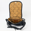 ADBG1392 American Darling Western Leather Crossbody Bag with Fringe & Hand Woven Saddle Blanket Panel