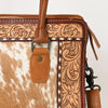 ADBG1393 American Darling Western Leather Tote Bag with Hair-On Cowhide & Hand-Tooled Floral Detailing