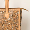 ADBGZ787 Large Hand-Tooled Leather Tote Bag - Full Floral Western Design
