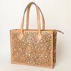 ADBGZ787 Large Hand-Tooled Leather Tote Bag - Full Floral Western Design