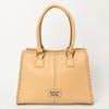 ADBGZ793 Hand-Tooled Western Leather Tote Bag - Floral Carving with Whipstitch Edges