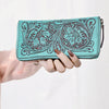 ADBGZ798 Hand-Tooled Genuine Leather Western Organiser - Floral Carving