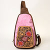 ADBG1146 American Darling Pink Cowhide Sling Bag -Tooled Leather Backpack