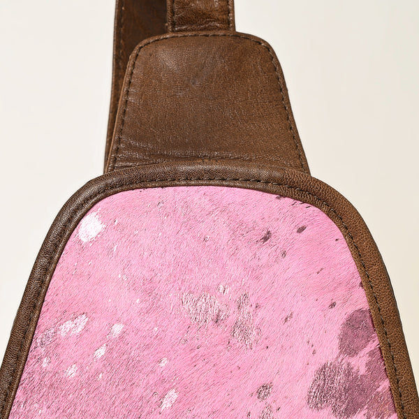ADBG1146 American Darling Pink Cowhide Sling Bag -Tooled Leather Backpack