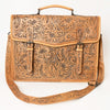 ADBG1417 American Darling Western Genuine Leather Hand-Tooled Floral Briefcase Bag for Work & Travel